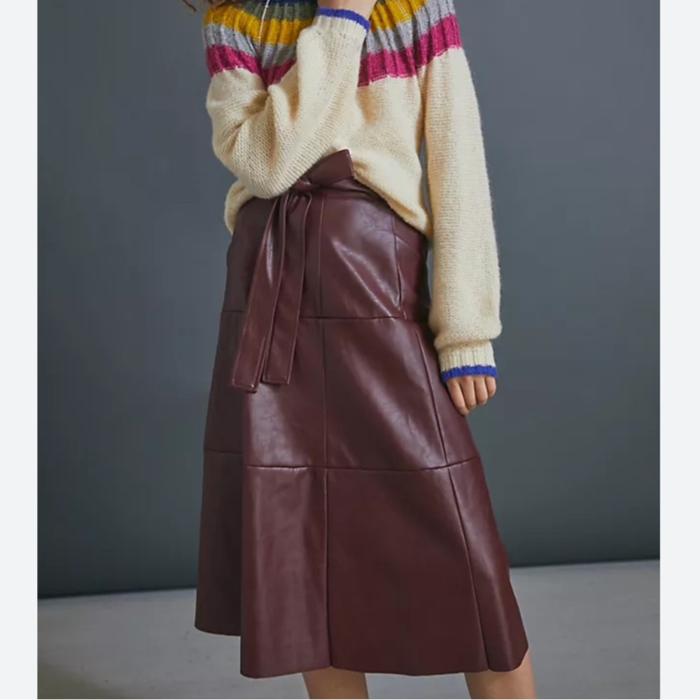 Anthropologie Coralia Vigoss Faux Leather Skirt